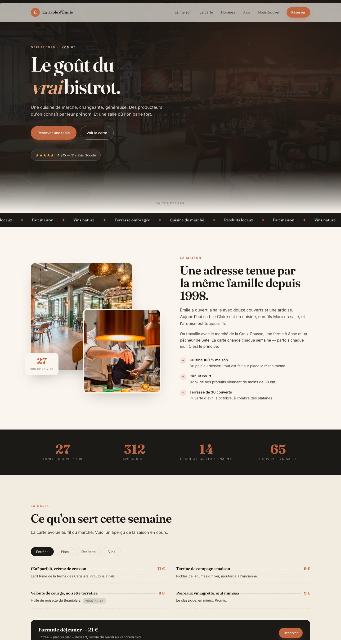 Aperçu du site La Table d'Émile